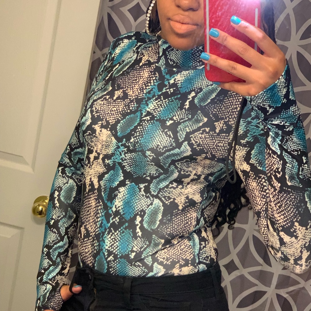 Blue Snakeskin Bodysuit